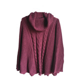 Poncho Feminino Manga Longa Tricot Premium Quentinho Moderno