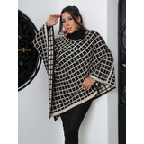 Poncho Feminino Tricô Gola Cacharrel Blusão Estiloso