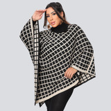Poncho Feminino Tricô Gola Cacharrel Blusão Estiloso
