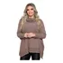 Poncho Feminino Tricot Manga Longa Gola Alta Mousse Liso Lã 