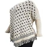 Poncho Feminino Tricot Modelo Egit Katlen Tricot Beige Único 