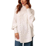 Poncho Feminino Xale Tricot Blusa Casaco De Tricô Abrigo