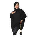 Poncho Gola Alta Tricot Inverno Feminino Gaucho Blusa Kimono