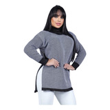 Poncho Inverno Blusa Feminino Gola Alta Manga Longa Tricot