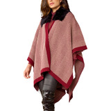 Poncho Lã Feminino Blusa De Tricô Moda Inverno Kimono Frio