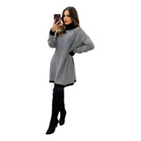Poncho Tricô Modal Feminino Gola Alta