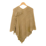 Poncho Xale Blusa Casaco De Lã Feminino Tricô Com Franja