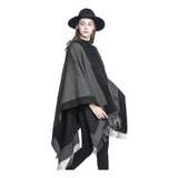 Poncho Xale Peruano Lã Cashmere Unissex Duplex Reversível
