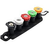 Pontas De Lavadora De Pressão Conjunto De 5 Pontas De Bocal De Lavadora De Pressão Com Suporte De Bocal Pontas De Lavadora De Energia De Conexão Rápida De 1 4 Polegada 4000 Psi Kit De Enxágue De