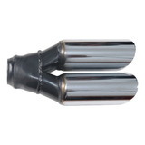 Ponteira Dupla Reta Cromada Universal Para Escapamento Curta