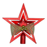 Ponteira Estrela De Natal Com Laço Enfeite Ponta Topo Árvore