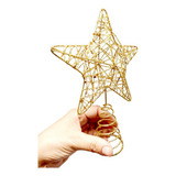 Ponteira Para Árvore De Natal Estrela Dourada Com Glitter
