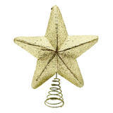 Ponteira Para Árvore Natal Estrela Dourada Vermelha Glitter