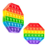 Pop It Octagono Fidget Toy Anti Stress P Apertar Arco Íris Cor Colorido