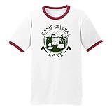 Pop Threads Camiseta Com Estampa Divertida Do Filme De Terror Dos Anos 80 Camp Crystal Lake Counselor Ringer Branco Vermelho G