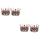 POPETPOP 4 Peças Coroa De Aniversário Infantil Mini Coroa Bolo Topper Tiara Cupcakes Topper Barroco Princesa Crianças Tiara Decoração De Casamento Decoração Retrô Bolo Coroa Topper Cristal