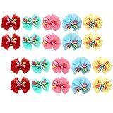 POPETPOP Pequenos Elásticos Arcos De Cabelo De Cachorrinho 20 Flor Bowknot Com Elástico De Cabelo Bowknot Acessórios De Preparação Para Gato Fêmea Gatinho Coelho Aleatória