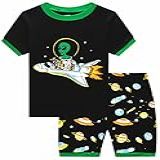 Popshion Pijama Infantil Para Meninos 100 Algodão 2 Peças Conjunto De Roupas De Dormir De Verão 3 A 10 Anos Preto Alien 10 Anos