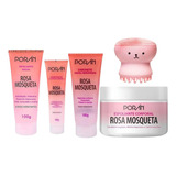 Poran Kit C 4 Rosa Mosqueta Esponja Polvo