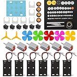 Poraxy Kit De Motor Cc De 6 Conjuntos- Mini Motor Elétrico Retangular De 1-5-3 V 24000 Rpm Com Engrenagens De Plástico De 86 Peças- Suporte De Bateria 2 X Aa- Suporte- Interruptor Basculante- Hélice D