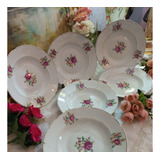 Porcelana Prato Antigos Fundo 6 Un Belíssimos