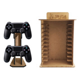 Porta 11 Jogos Físico Controle Ps4 Gamer Laser Mdf Madeira Cor Cru