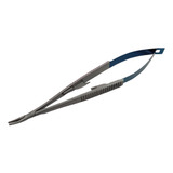 Porta Agulha Castroviejo 14cm Curvo Azul Inox Ponta Videa Sm