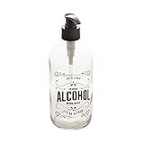 Porta Álcool Em Gel De Vidro Com Pump Em Plástico Preto 490ml Lyor