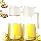 Porta Azeite Spray Borrifador 2 Em 1 De Vidro 500ml Para Óleos E Vinagres Ideal Para Culinária Saudável E Precisa KIT 2 BRANCO 
