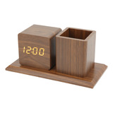 Porta canetas Led Relógio Temperatura Calendário Display