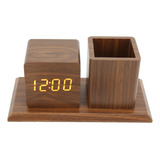 Porta canetas Led Relógio Temperatura Calendário Display