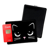 Porta Cartão De Credito Gato Preto Desenho Do Tecido Liso