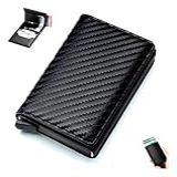 Porta Cartão Do Futuro Masculina Amidila De Fibra De Carbono Slim Tipo Carteira Magica Antifurto Cor Preto