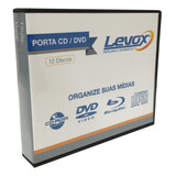 Porta Cd dvd Plástico Preto Para 12 Discos Levox
