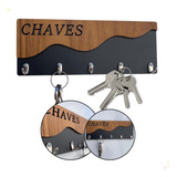 Porta Chave Parede Mdf Organizador Gancho Decorativo Vintage