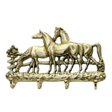 Porta Chaves Cavalos Majestoso 4 Pinos Em Bronze Manada
