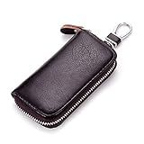 Porta Chaves De Couro Genuíno Com 2 Compartimentos Para Cartão E 6 Ganchos E 1 Cartão De Acesso Porta Chaves Para Carro Carteira Para Homens E Mulheres Coffee 1 Pcs