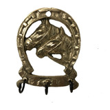 Porta Chaves Ferradura Cara Cavalos Em Bronze Fazenda