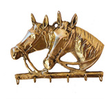 Porta Chaves Parede Bronze Maciço 6 Pinos Cavalo Decoração