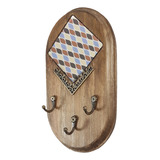 Porta Chaves Parede organizador Decorativo madeira 3 Ganchos