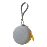 Porta Chupeta Clingo De Silicone Cinza Com Zíper Amarelo