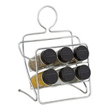 Porta Condimentos Mini Cesta Com 6 Potes De Vidro
