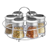 Porta Condimentos Temperos 7 Pçs 50ml Vidro Suporte Metal