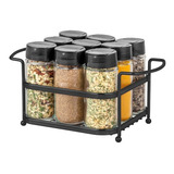 Porta Condimentos Temperos Mini Cesta Com 9 Potes De Vidro