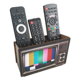 Porta Controle Organizador Mdf Tv Antiga Para 3 Controles
