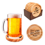 Porta Copo Kit 6 Madeira Mesa Cerveja Drink Personalizado