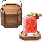 Porta Copos De Madeira Conjunto De 6 Porta Copos De Bar Com Suporte Porta Copos De Madeira De Acácia Porta Copos Moderno Para Mesa De Café Porta Copos De Cerveja Fofos Decoração Rústica De Fazenda 
