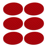 Porta Copos Relevo Oblongos Apoio Tapete 6 Unidades Vermelho
