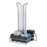 Porta Copos Saches Suporte Cafe Organizador Mesa P Cozinha Cor Preto C Aço Cromado