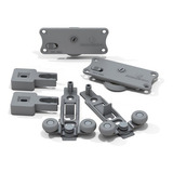 Porta Correr Kit Ro 47 Madeira alumínio Com Guia 4025 Ro47 Cor Cinza escuro